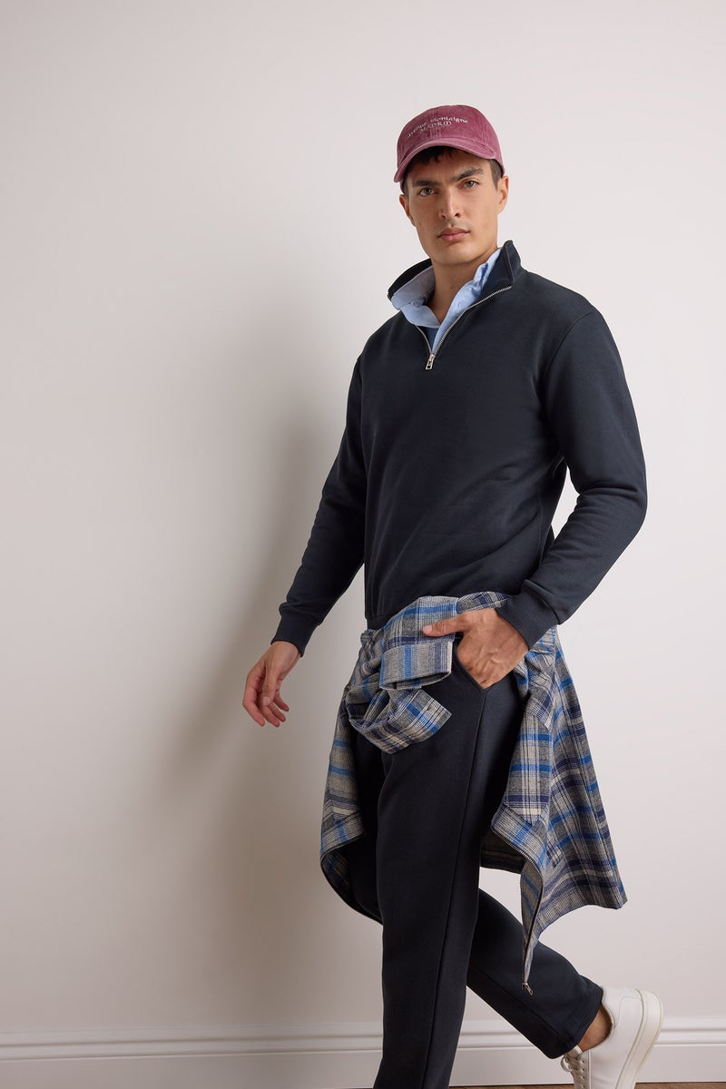 DeFacto Blue Man Regular Fit Half Zippered Basic Sweatshirt Casual - Image 3